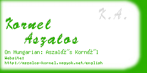 kornel aszalos business card